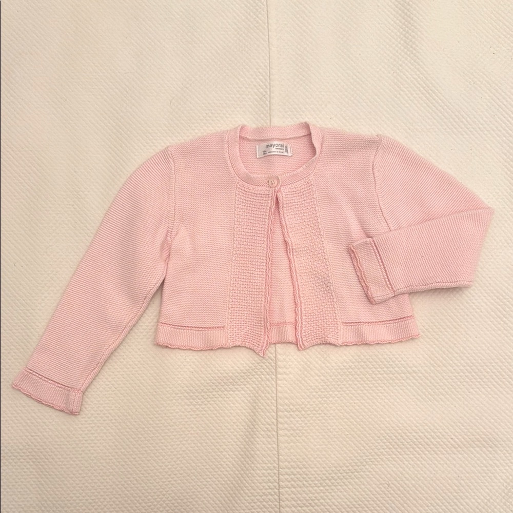 Like New Mayoral Pink Cardigan Size 18 mo